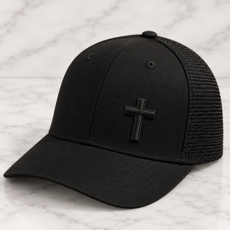 Premium Quality Black Hat with Embroidered Black Cross