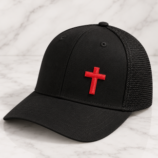 Premium Quality Black Hat with Embroidered Red Cross